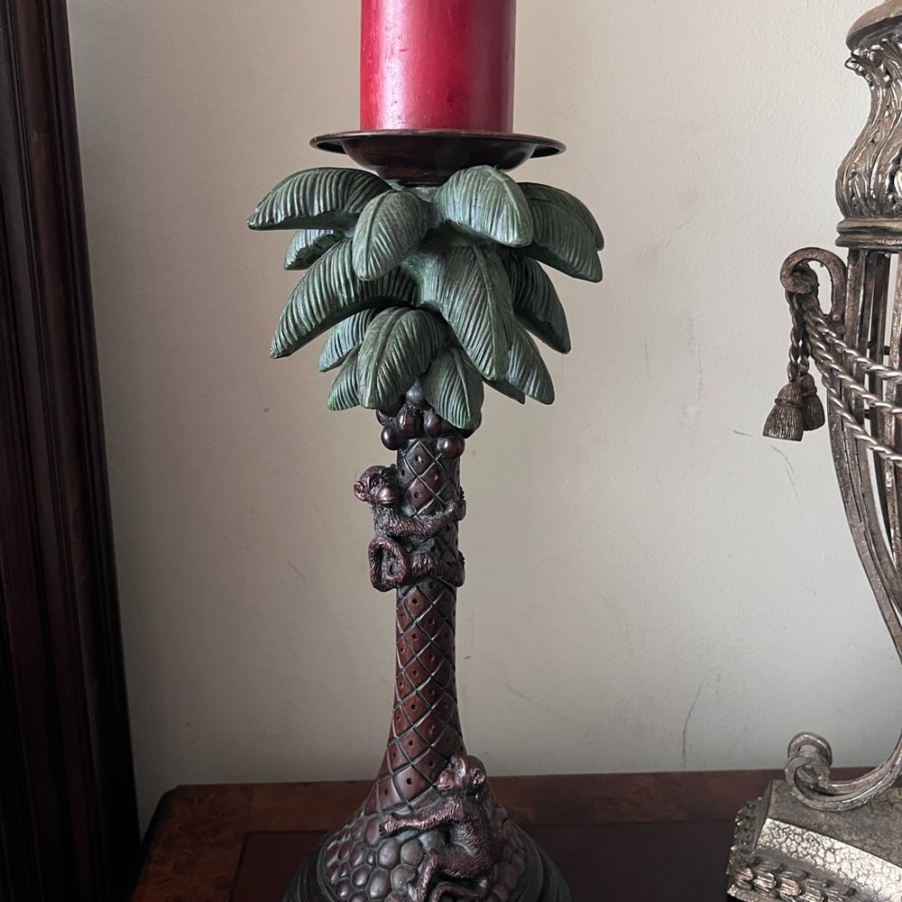 Exotic Palm Tree Candle Holder - Green and Brown